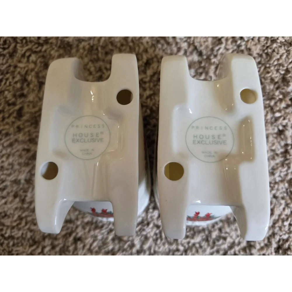Vintsge‎ Princess House Exclusive Christmas Sleigh Taper Candle Holders With Box